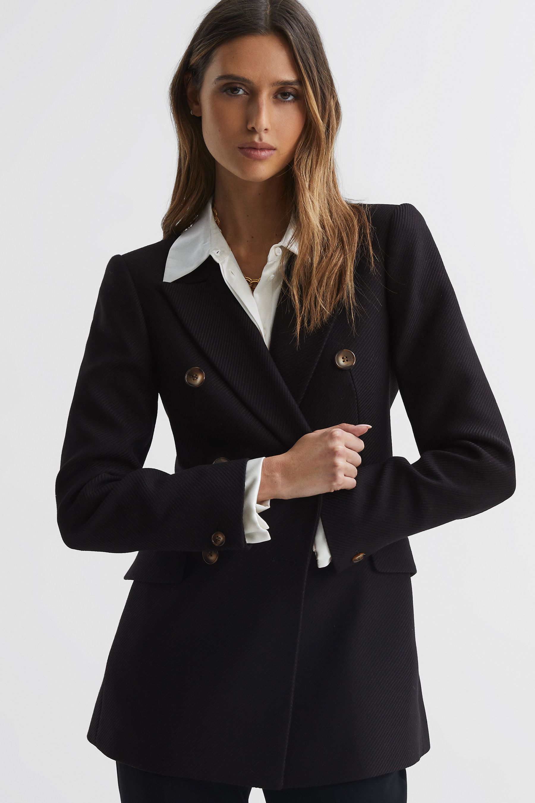 Black double breasted blazer ladies online