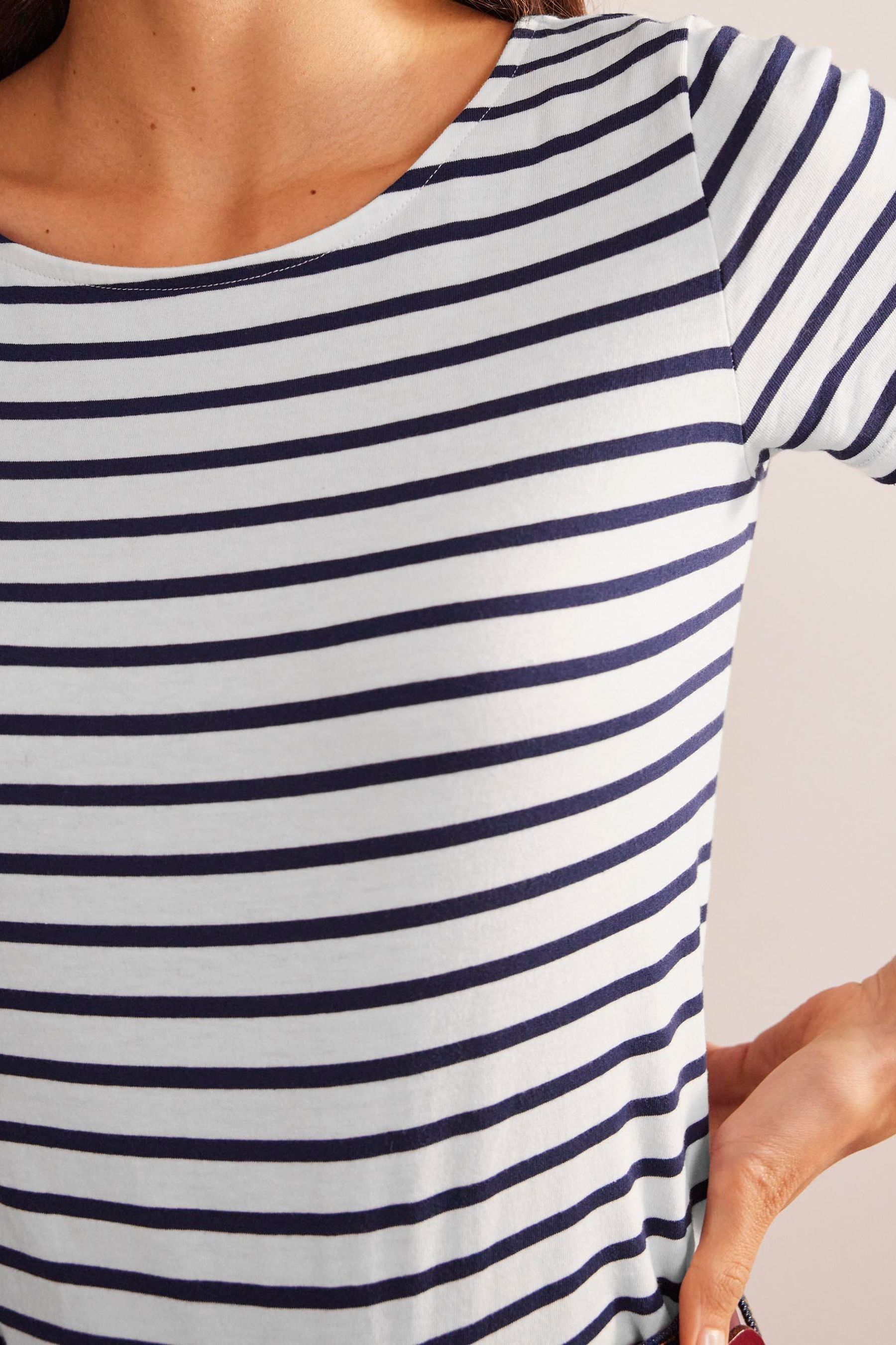 Buy Boden White Blue Ava Short Sleeve Breton 100 Cotton T Shirt from the Next UK online shop