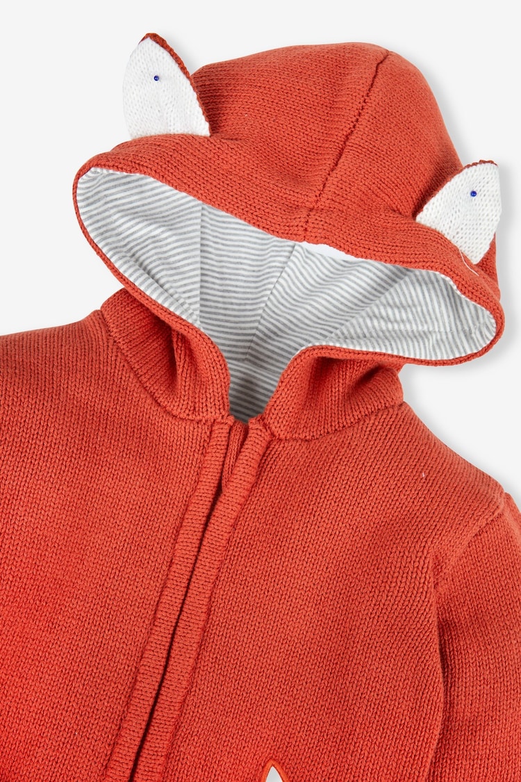 JoJo Maman Bébé Rust Kids' Fox Cosy Hooded Cardigan - Image 2 of 3