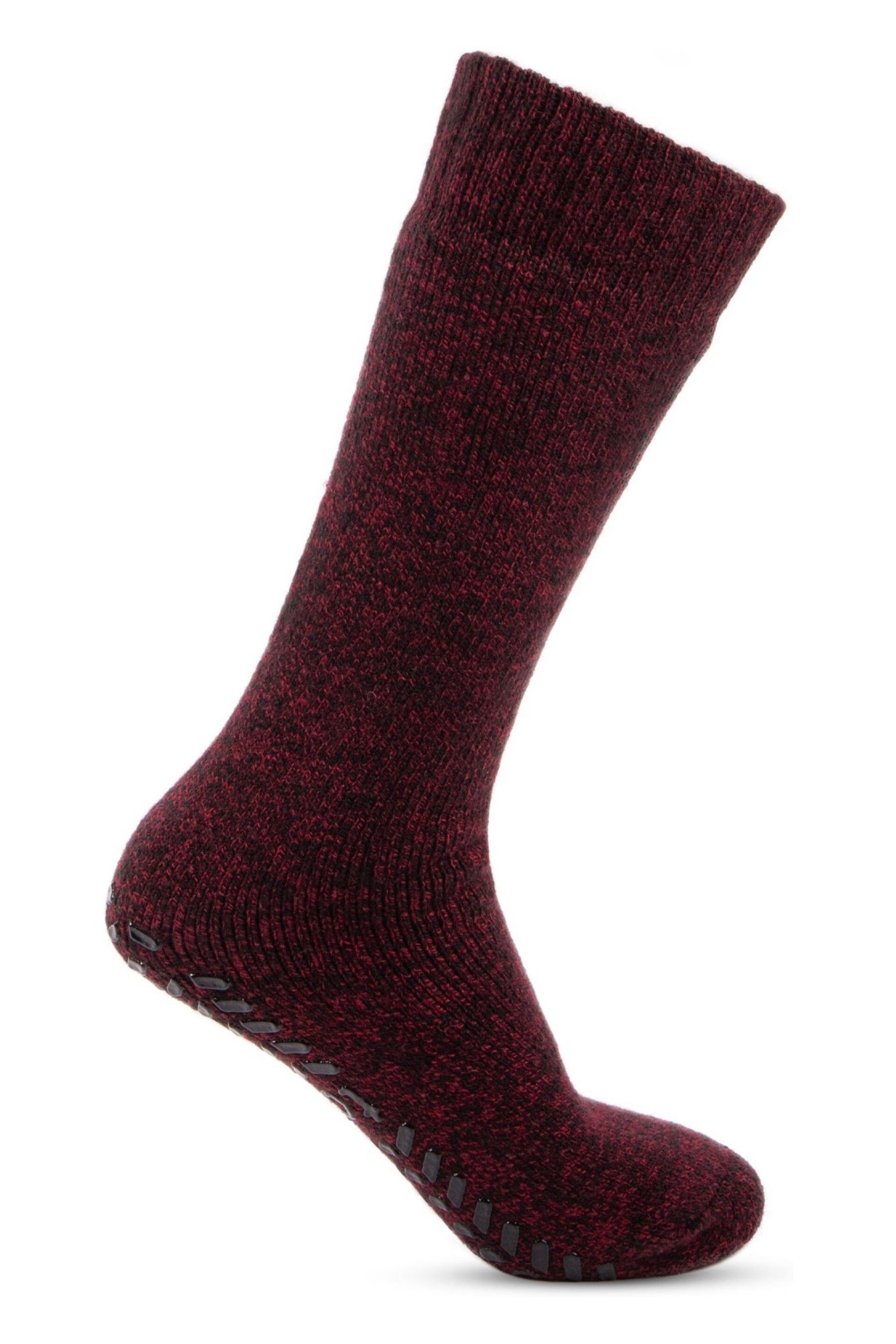 Totes Red Mens Premium Thermal Wool Blend Slipper Socks - Image 2 of 5