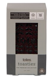 Totes Red Mens Premium Thermal Wool Blend Slipper Socks - Image 5 of 5