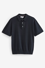 Navy Regular Fit Knitted Polo Shirt - Image 5 of 7