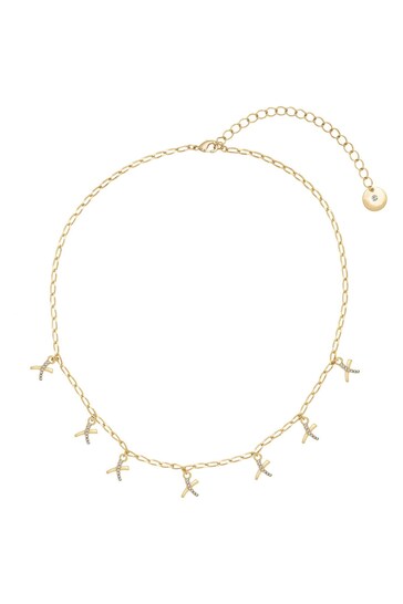 Caramel Jewellery London Gold Tone 'Kisses' Charm Delicate Necklace