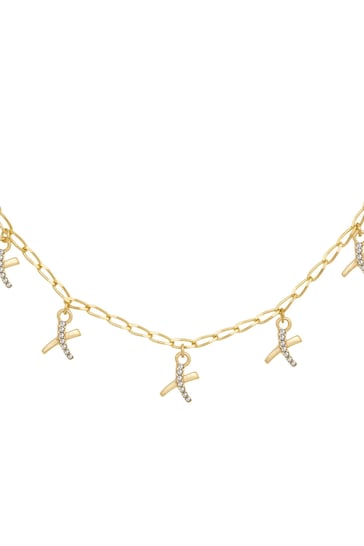 Caramel Jewellery London Gold Tone 'Kisses' Charm Delicate Necklace