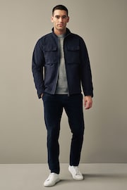 Navy Cotton Zip Up Shacket - Image 2 of 12