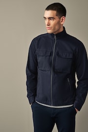 Navy Cotton Zip Up Shacket - Image 3 of 12