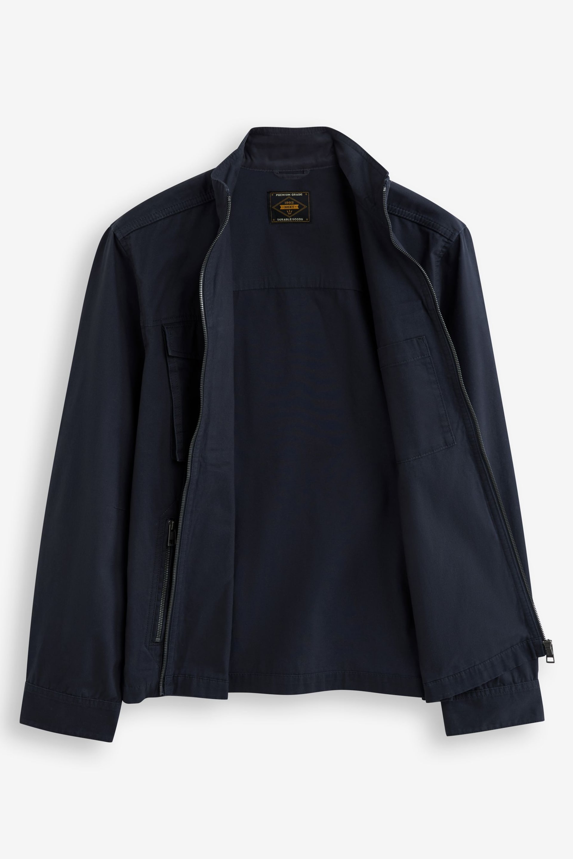 Navy Cotton Zip Up Shacket - Image 8 of 12