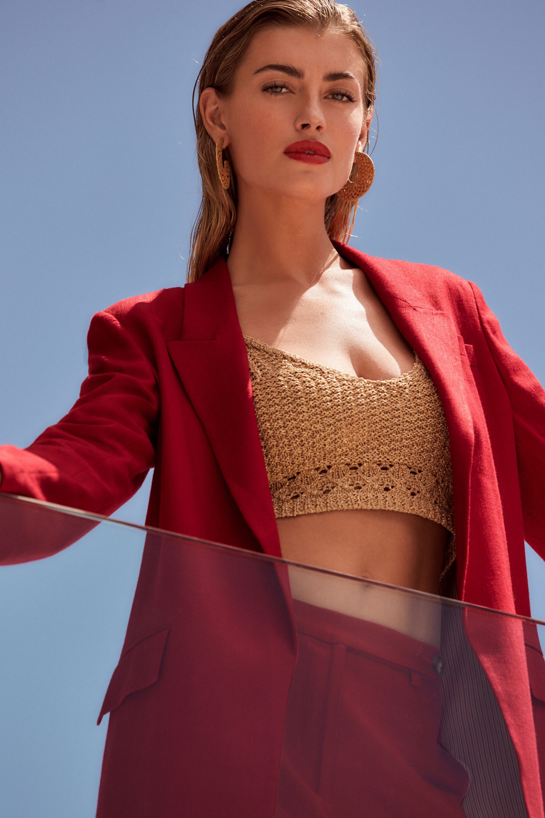 Buy Red Linen Blazer from Next Canada