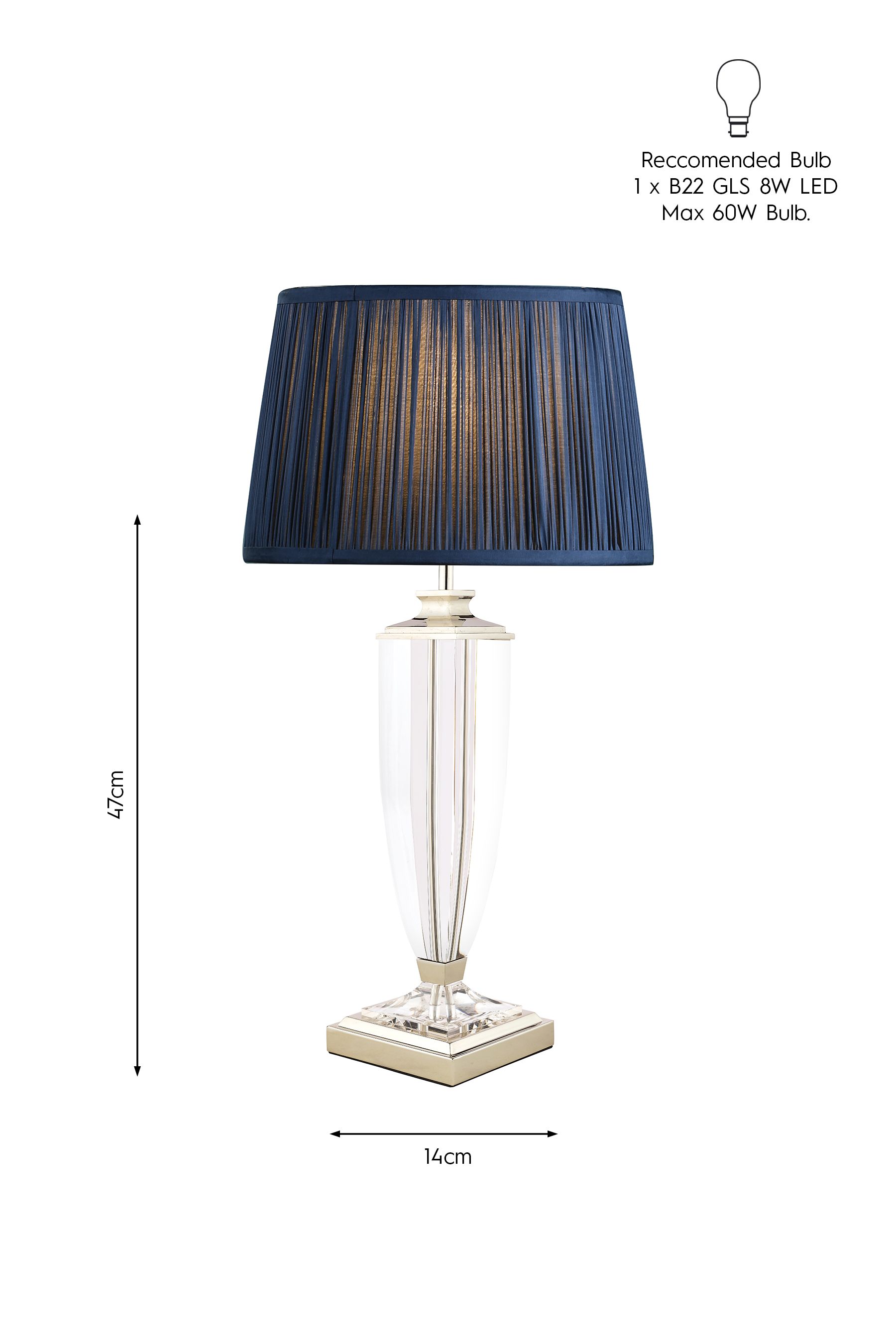Laura Ashley Chrome Carson Crystal Large Table Lamp Base