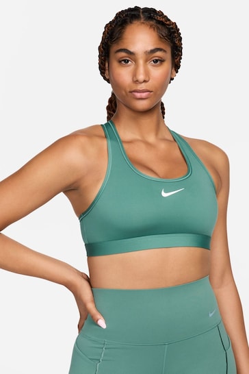 Nike Green/White Dri-FIT Medium Swoosh Support Padded Bra
