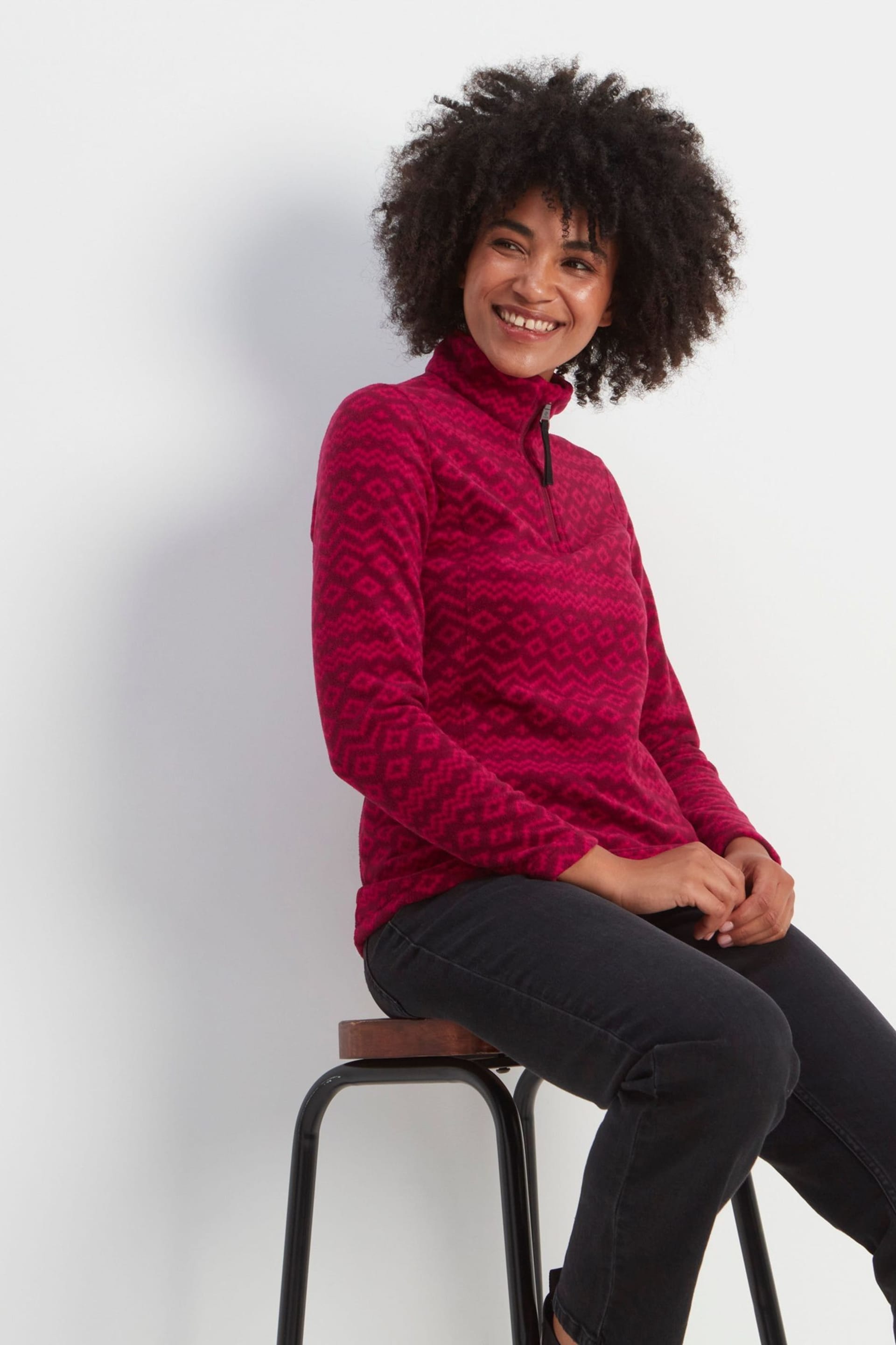 Tog 24 Pink Shepley Zip Neck Fairisle Pattern Fleece - Image 3 of 7