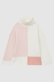 Reiss Ivory Gio Senior Knitted Colourblock Roll Neck Jumper - Image 2 of 6