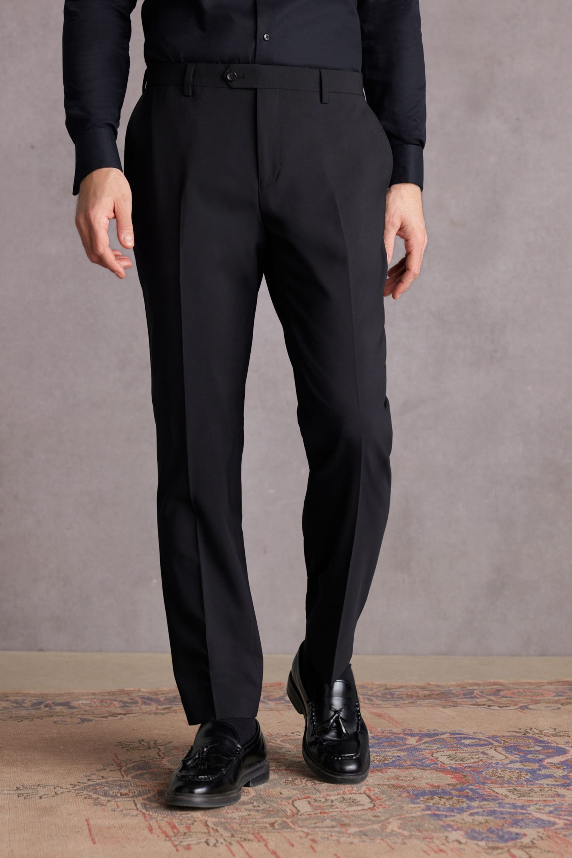 Black Regular Fit Signature Tollegno Italian Fabric Suit Trousers - Image 1 of 8