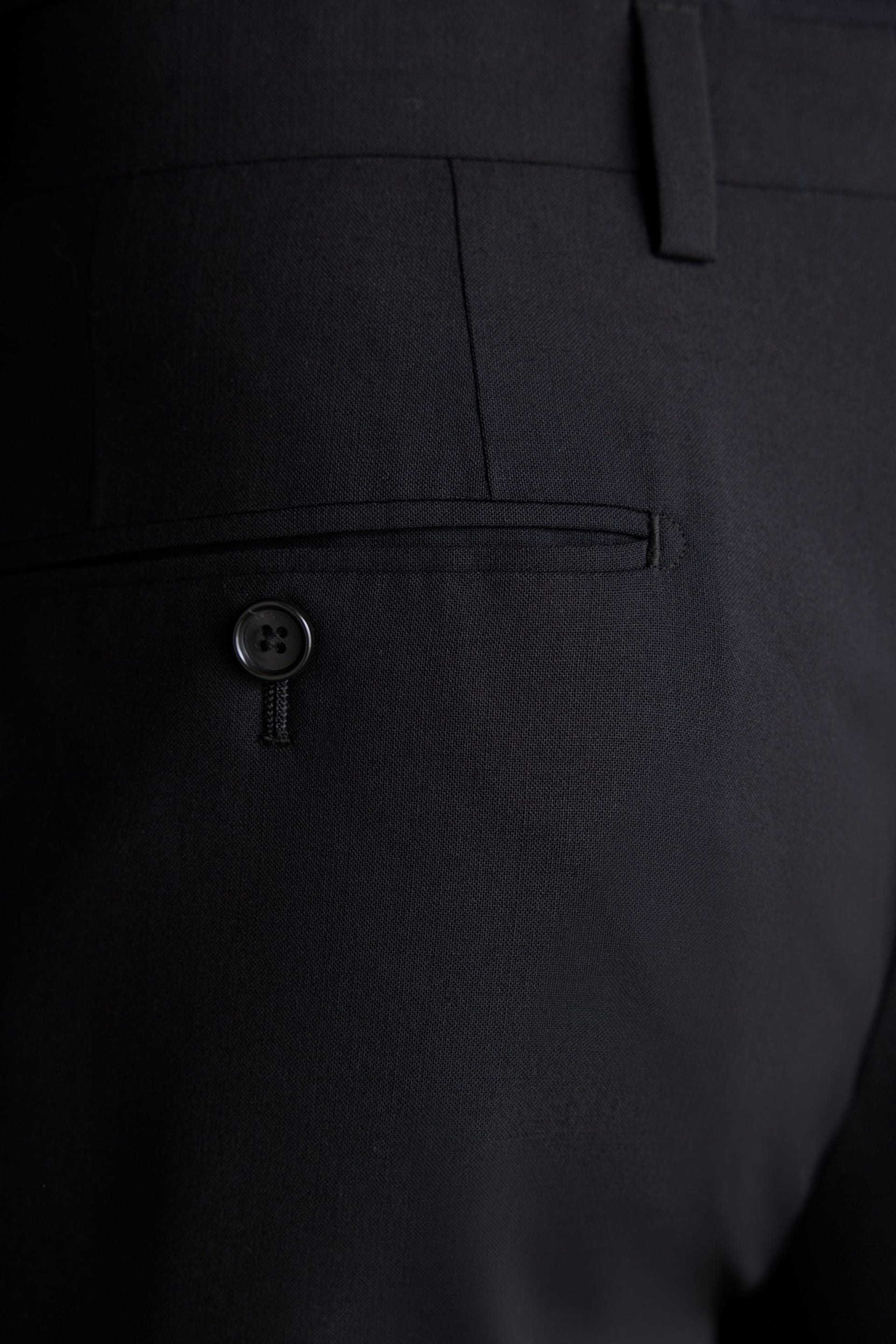 Black Regular Fit Signature Tollegno Italian Fabric Suit Trousers - Image 4 of 8