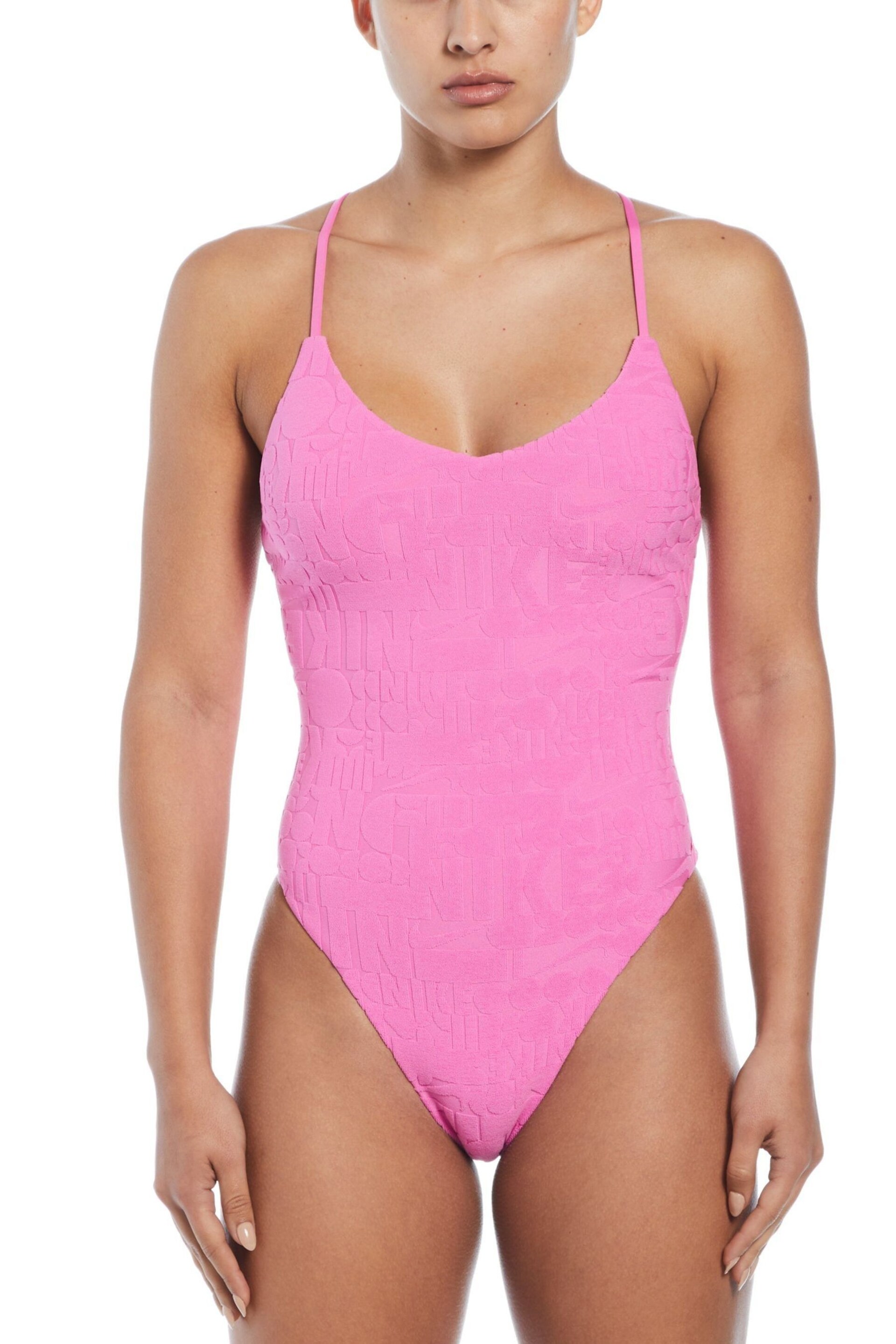 Nike Pink Terry One Piece Swimsuit - Image 1 of 5