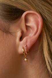 Estella Bartlett Gold Tone Pearl and Purple Cubic Zirconia Hoops - Image 2 of 3