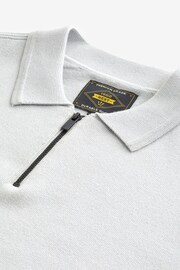 Grey Knitted Textured Panel Regular Fit Polo Shirt - Image 3 of 3
