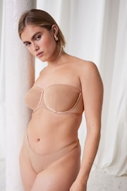 self. Almond Non Pad Wired Strapless Mesh Bra - Image 4 of 8