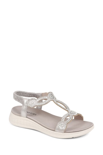 Pavers Grey Embellished Flatform Sandals