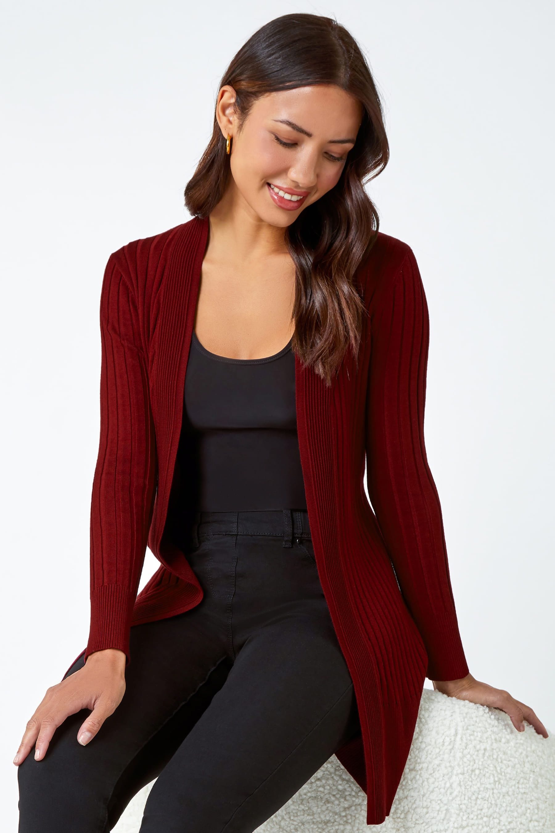 Buy Roman Red Ribbed Longline Cardigan from the Next UK online shop