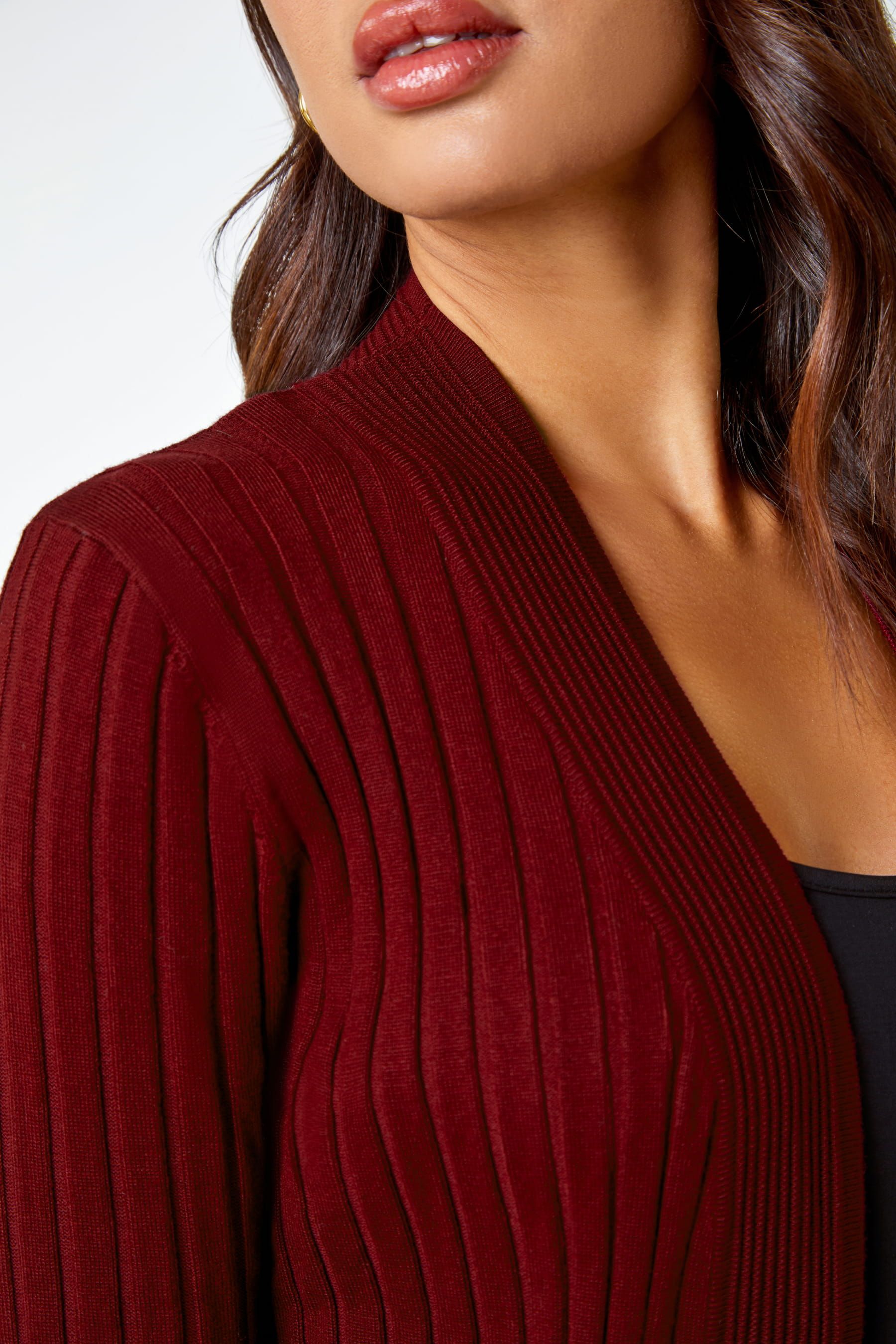 Red ribbed cardigan best sale