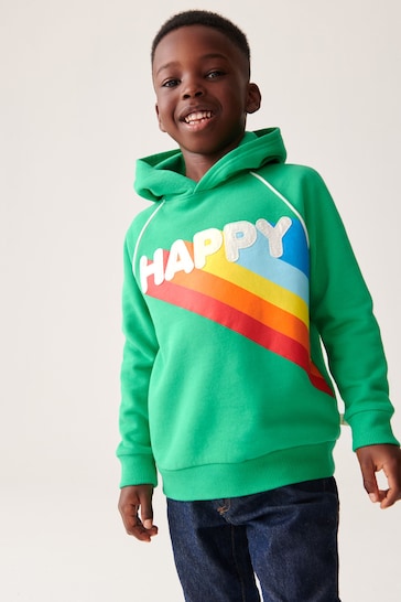 Buy Little Bird by Jools Oliver Green Rainbow Happy Hoodie from the ...
