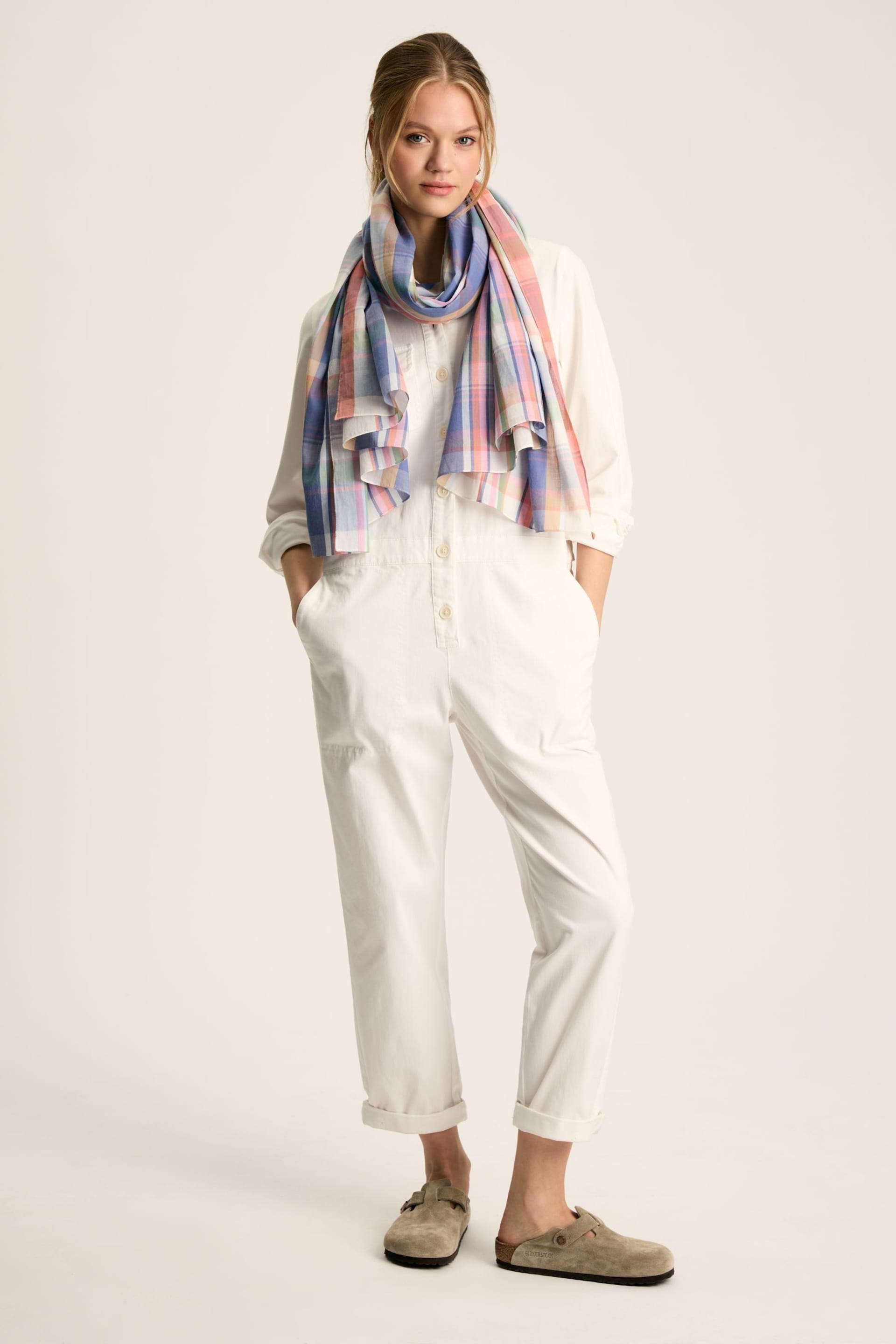 Joules Harlyn Blue Cotton Summer Scarf - Image 2 of 5