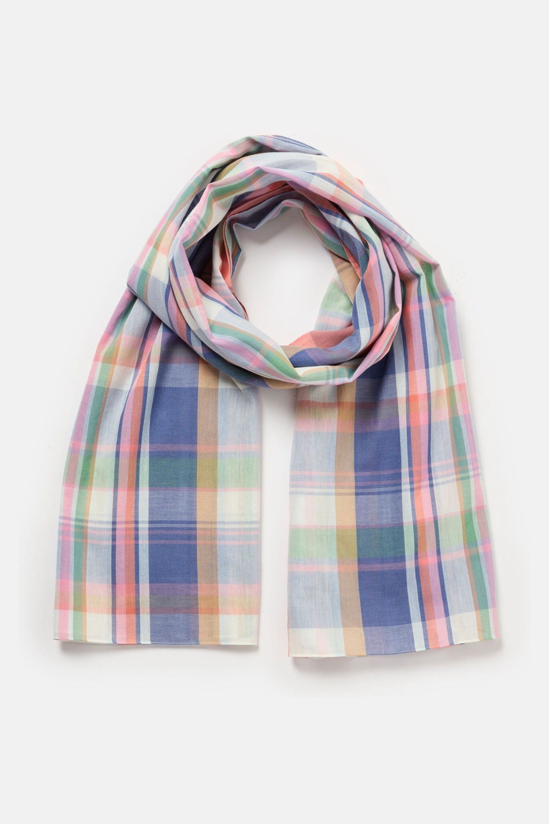 Joules Harlyn Blue Cotton Summer Scarf - Image 3 of 5