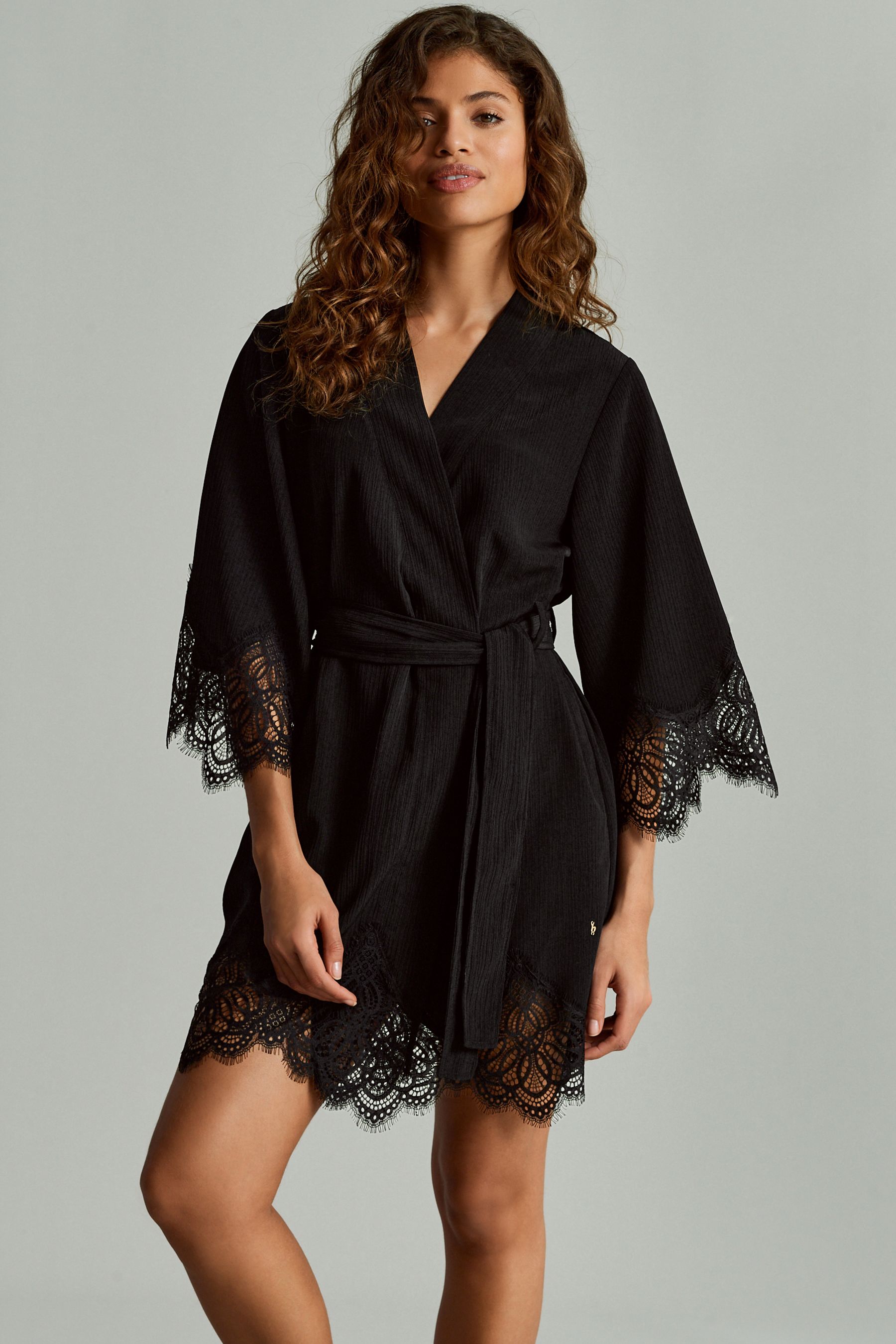 Buy B by Ted Baker Crinkle Lace Black Robe from Next Luxembourg