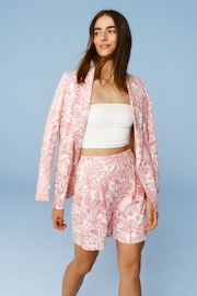 Pink William Morris Linen Blend Shorts - Image 1 of 6
