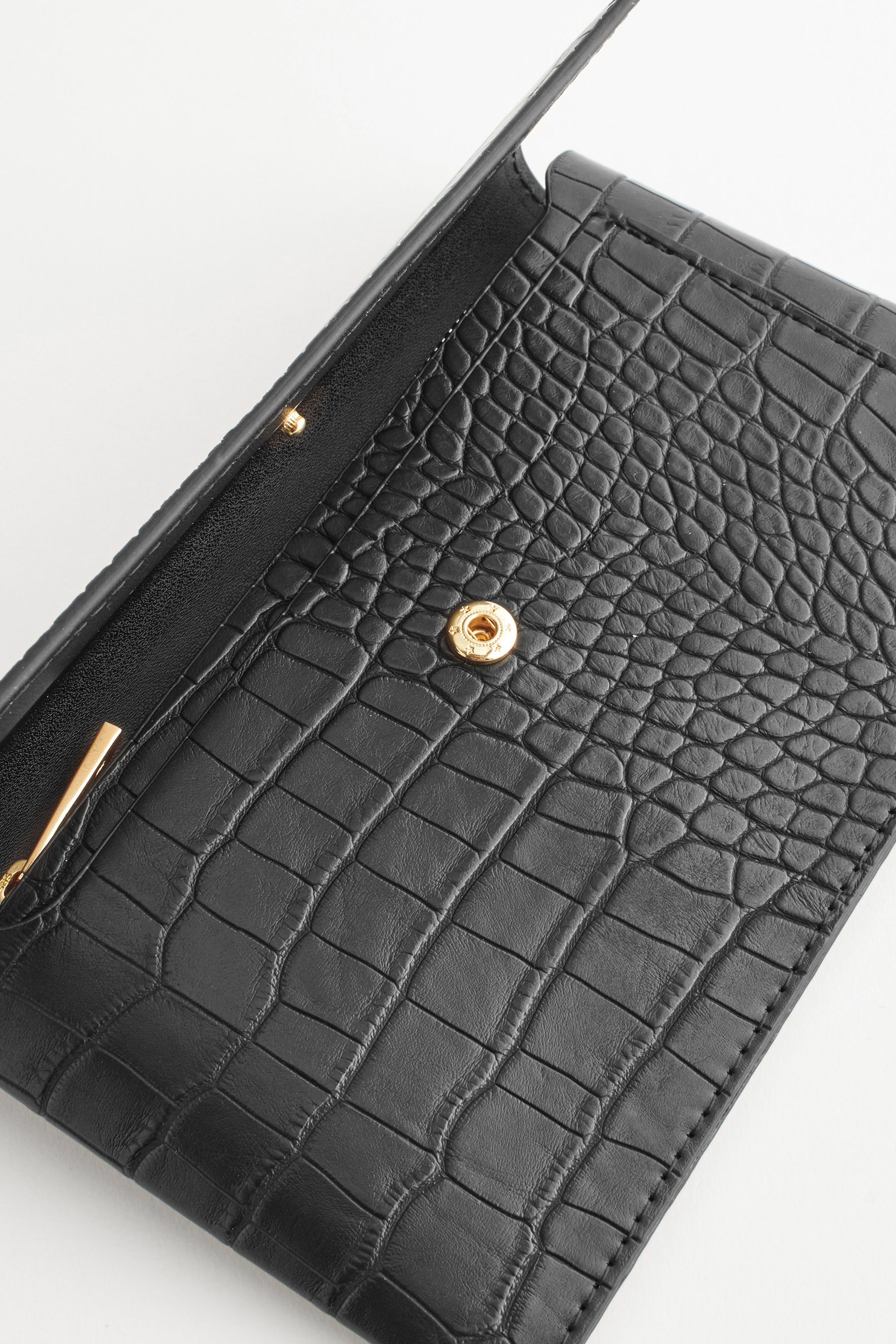 Buy Black Croc Effect Purse With Removable Card Holder from Next Germany