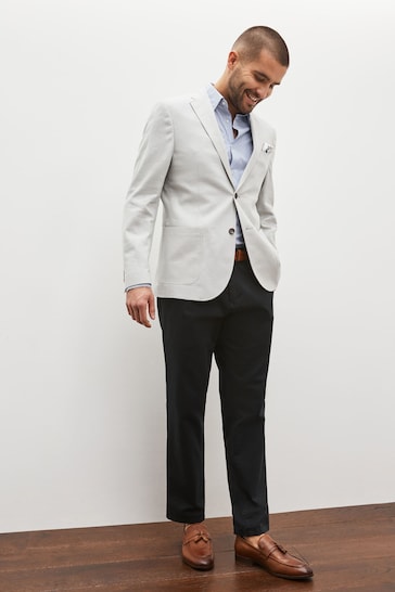 Light Grey Slim Linen Blend Blazer