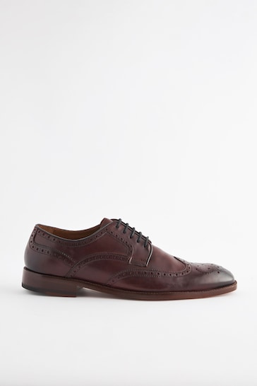 Burgundy Red Signature Leather Sole Brogue Shoes