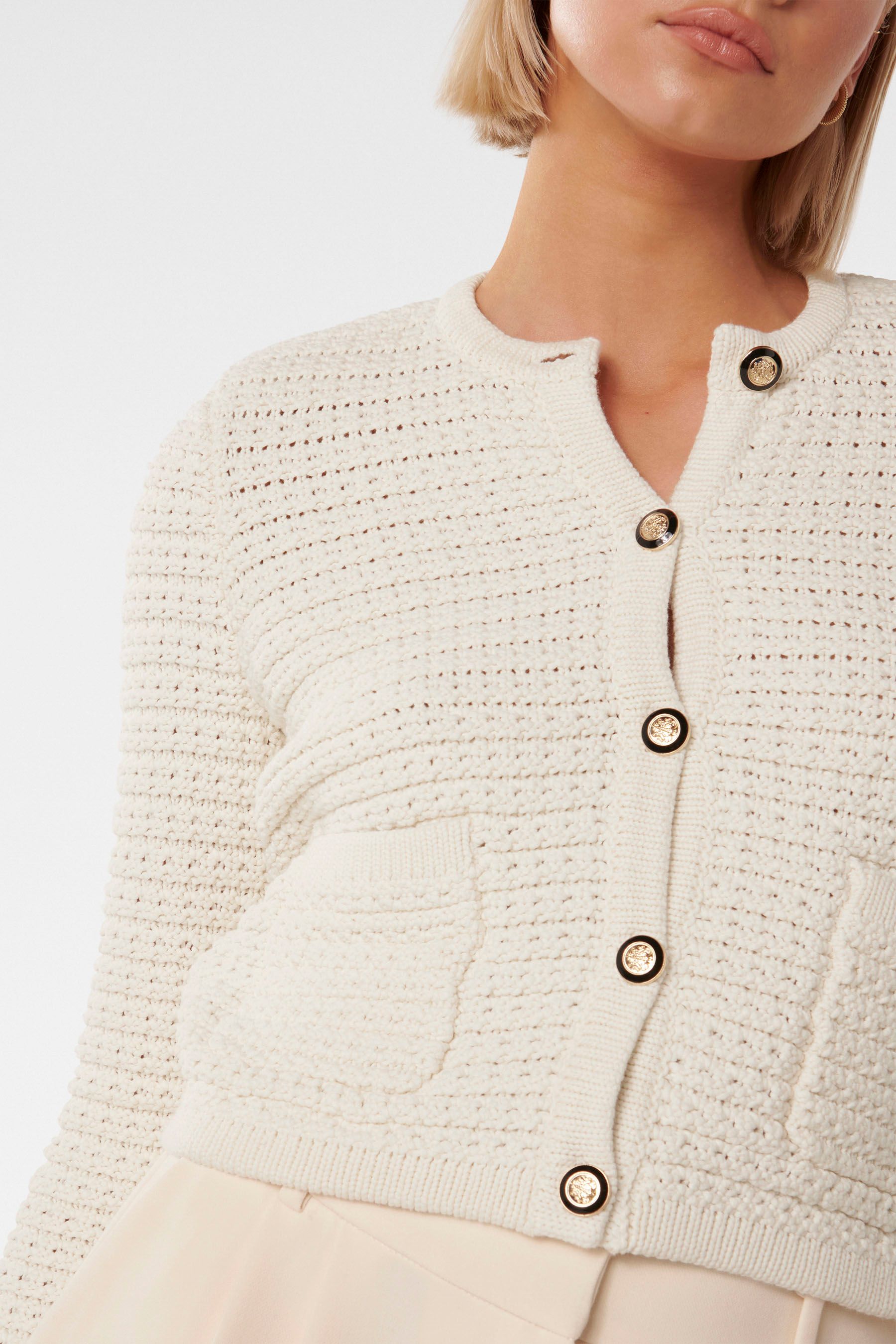 Buy Forever New Cream Chloe Cotton Textured Knit Cardigan from Next Luxembourg
