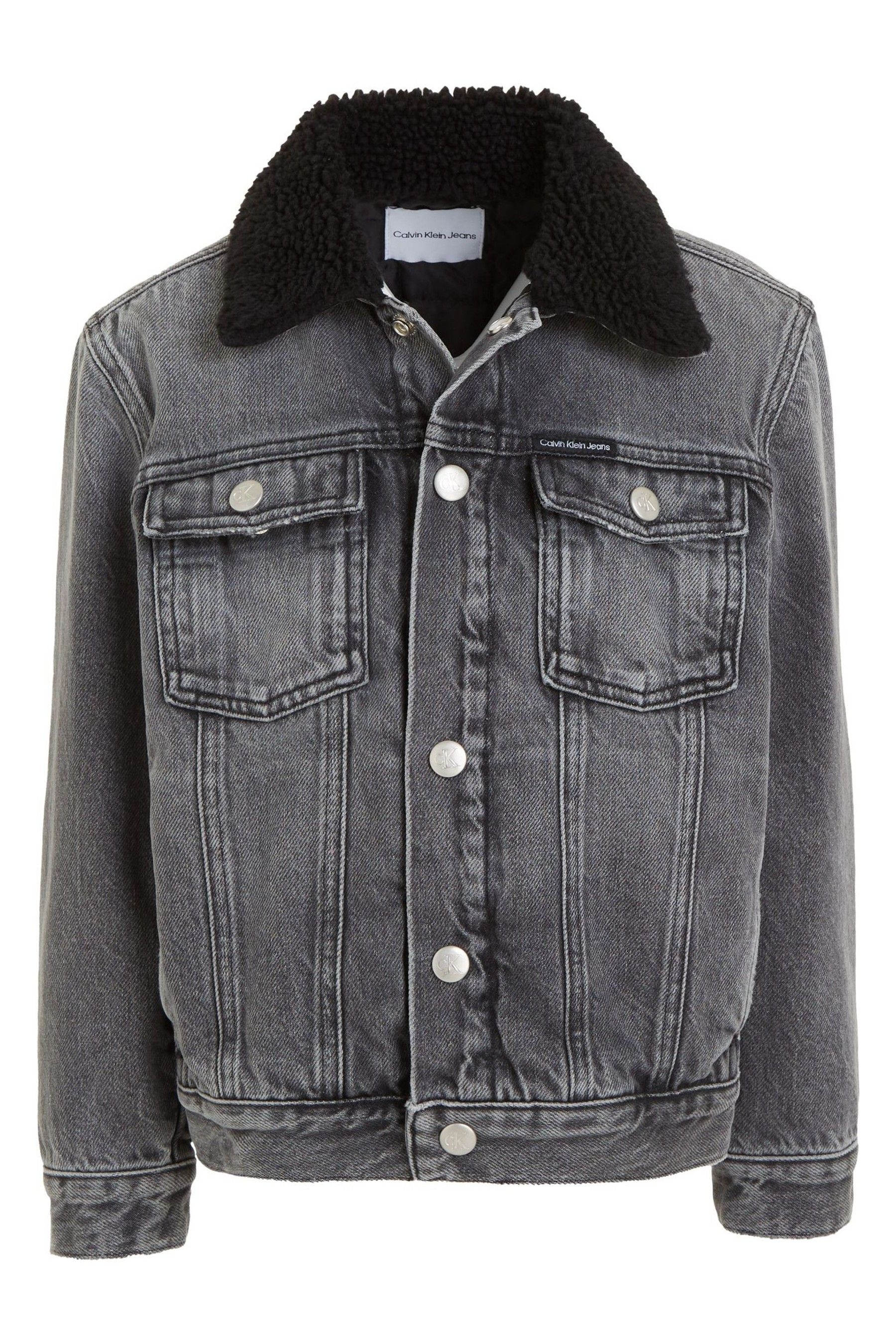 Grey sherpa denim jacket top