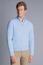 Charles Tyrwhitt Blue Sky Merino Zip Neck Jumper - Image 1 of 4