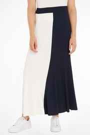 Tommy Hilfiger Blue Colour Block Rib Maxi Skirt - Image 1 of 4