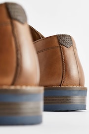 Tan Brown Leather Derby Shoes with Navy Contrast Sole - Image 4 of 8