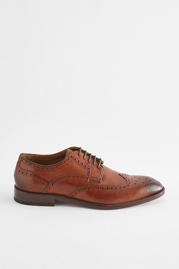 Tan Brown Signature Leather Sole Brogue Shoes
