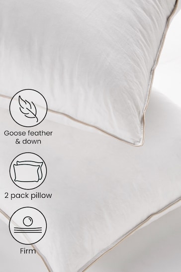 Firm Set Of 2 Goose Feather & Down Pillows