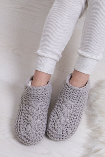 Totes Grey Ladies Chunky Knit Booties