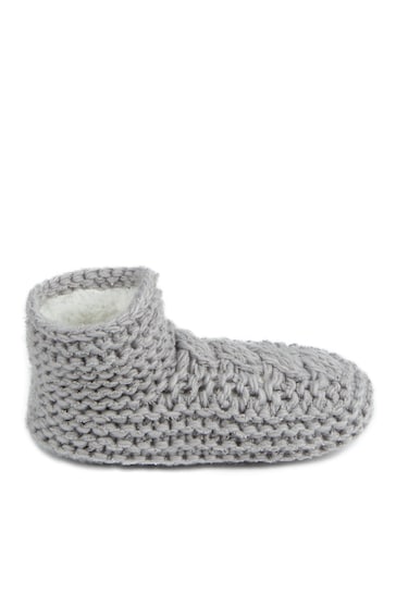 Totes Grey Ladies Chunky Knit Booties