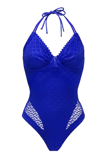 Pour Moi Blue Castaway Adjustable Halter Underwired Swimsuit