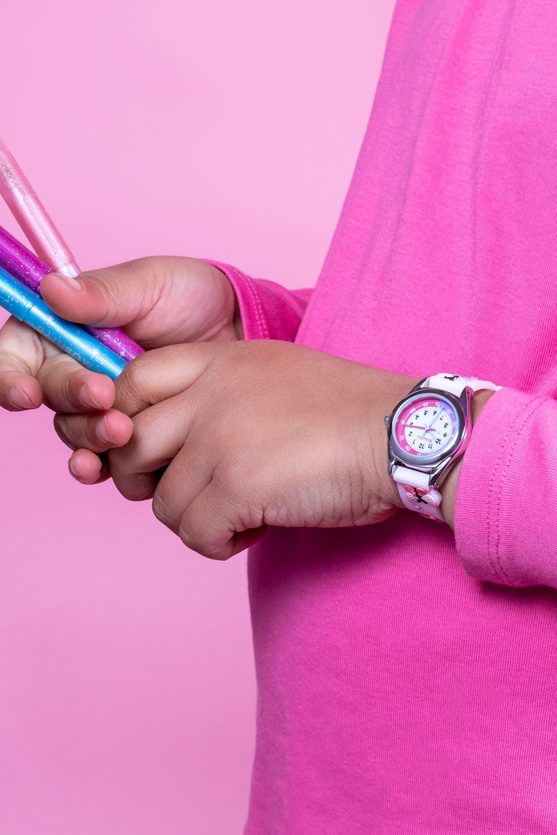 Buy Peers Hardy Pink Tikkers Strap Silver Time Teacher Butterfly Watch from the Next UK online shop