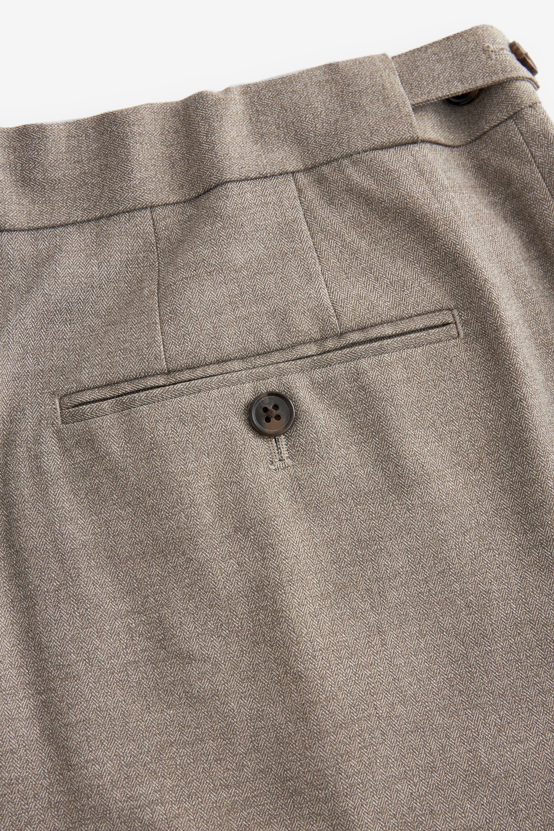 Neutral Herringbone Slim Button Side Adjuster Trousers - Image 6 of 9