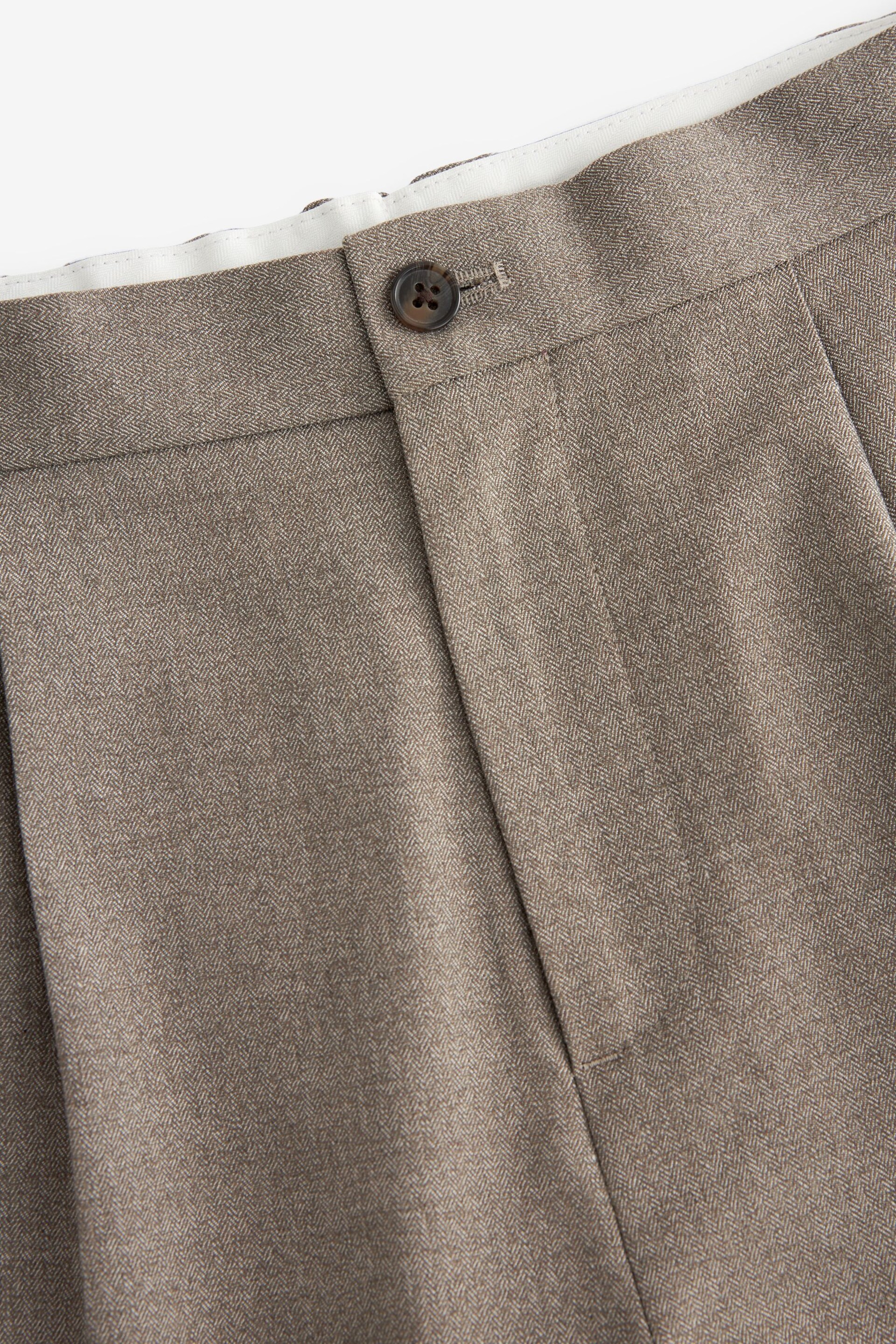 Neutral Herringbone Slim Button Side Adjuster Trousers - Image 7 of 9