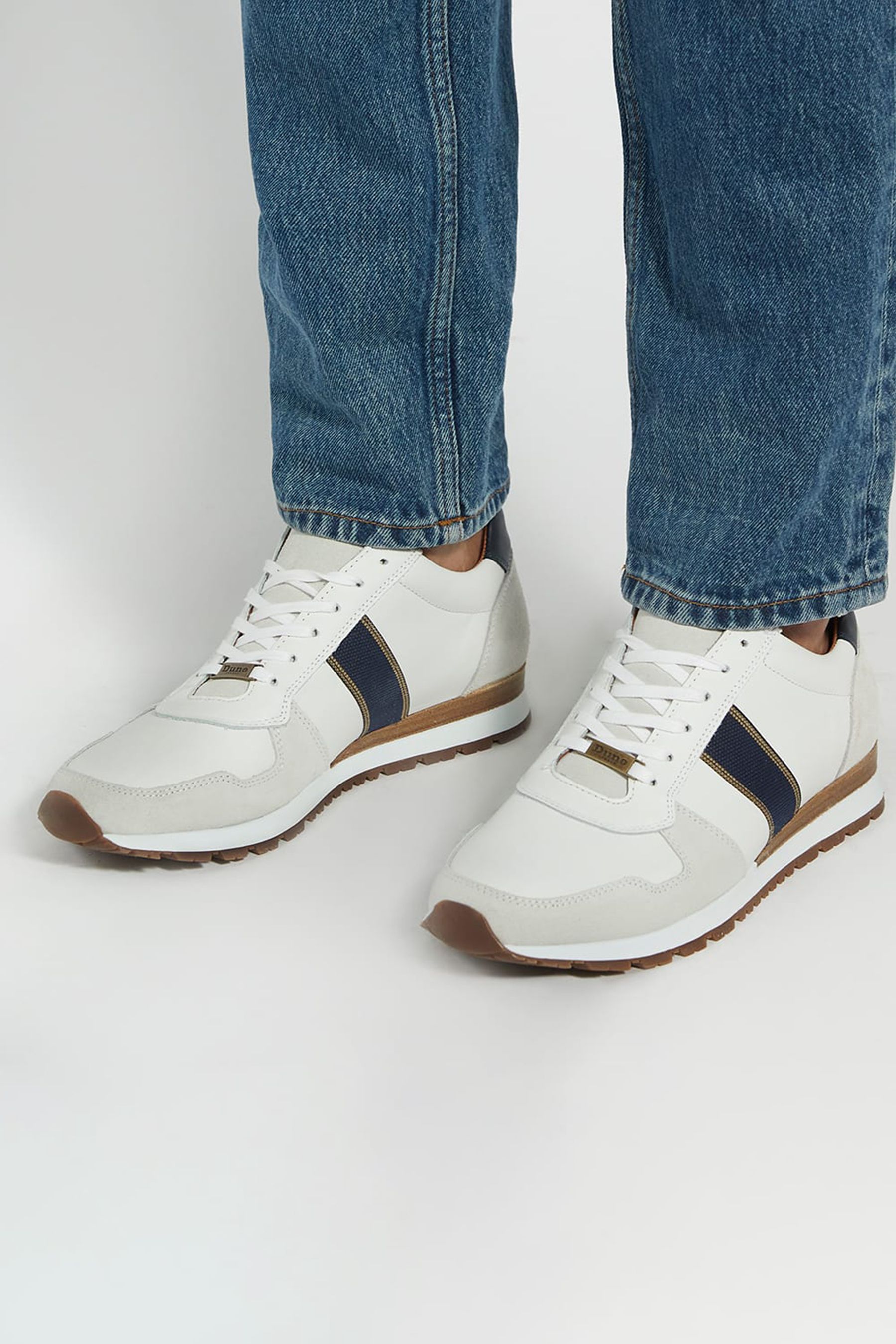 Dune white leather trainers online
