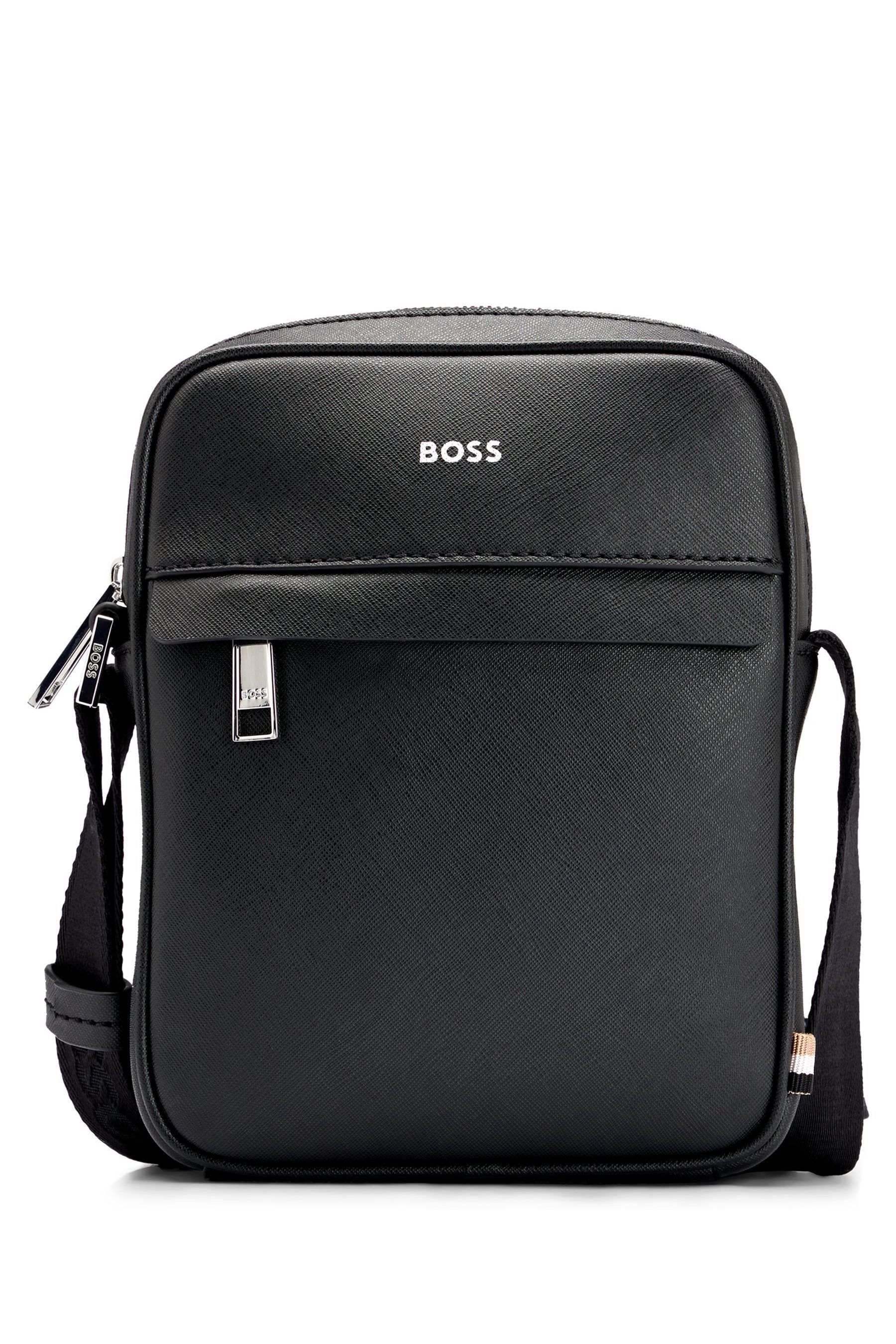 Buy BOSS Black Leather Logo Reporting Bag from the Next UK online shop