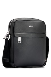 BOSS Black Leather Logo Reporting Bag - Image 4 of 8
