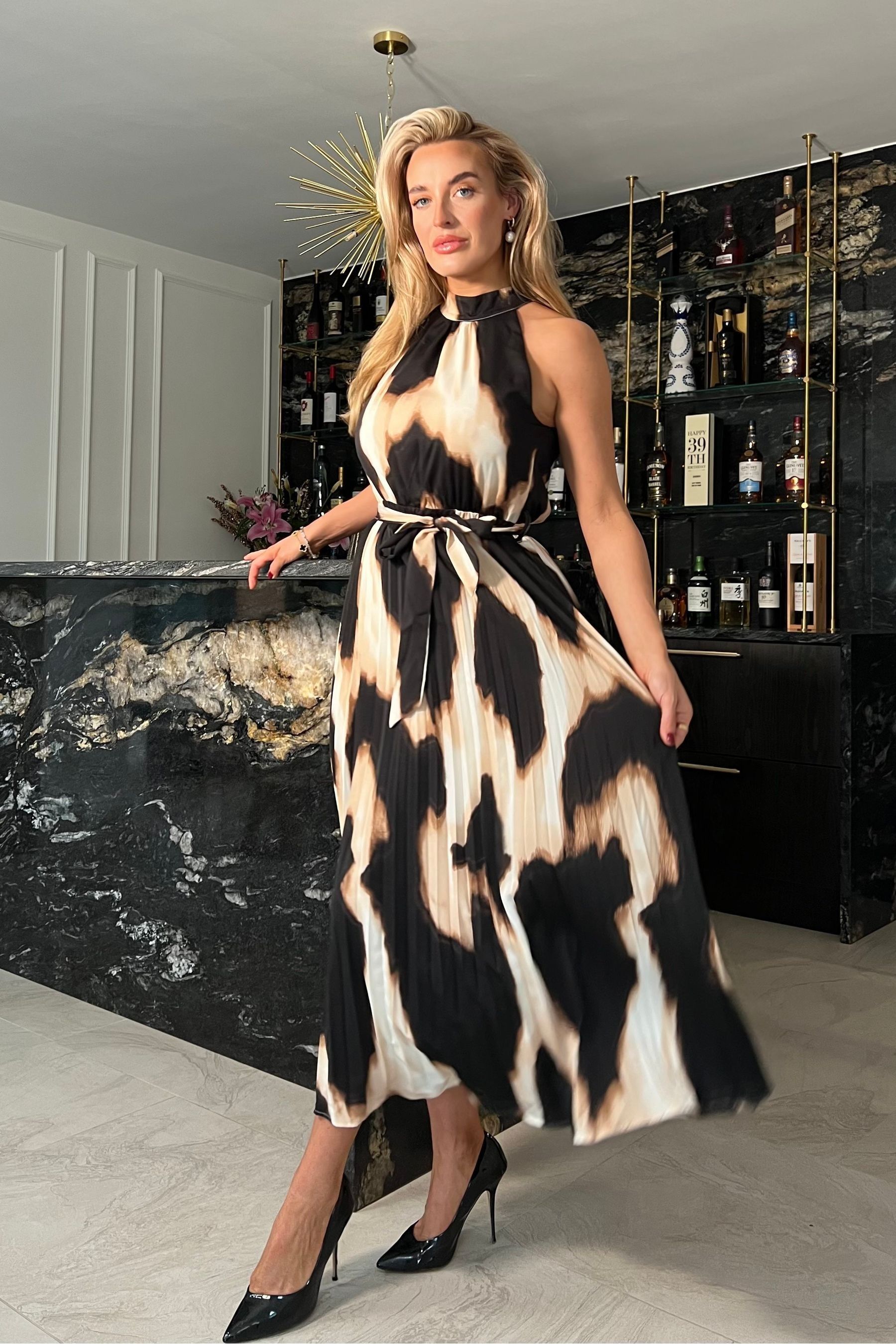 Buy Girl In Mind Black Carla Pleated Midi Dress from Next Luxembourg